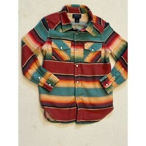 Polo Ralph Lauren Kids Youth Western Serape Stripe Pearl Snap Aztec Shirt SZ 6